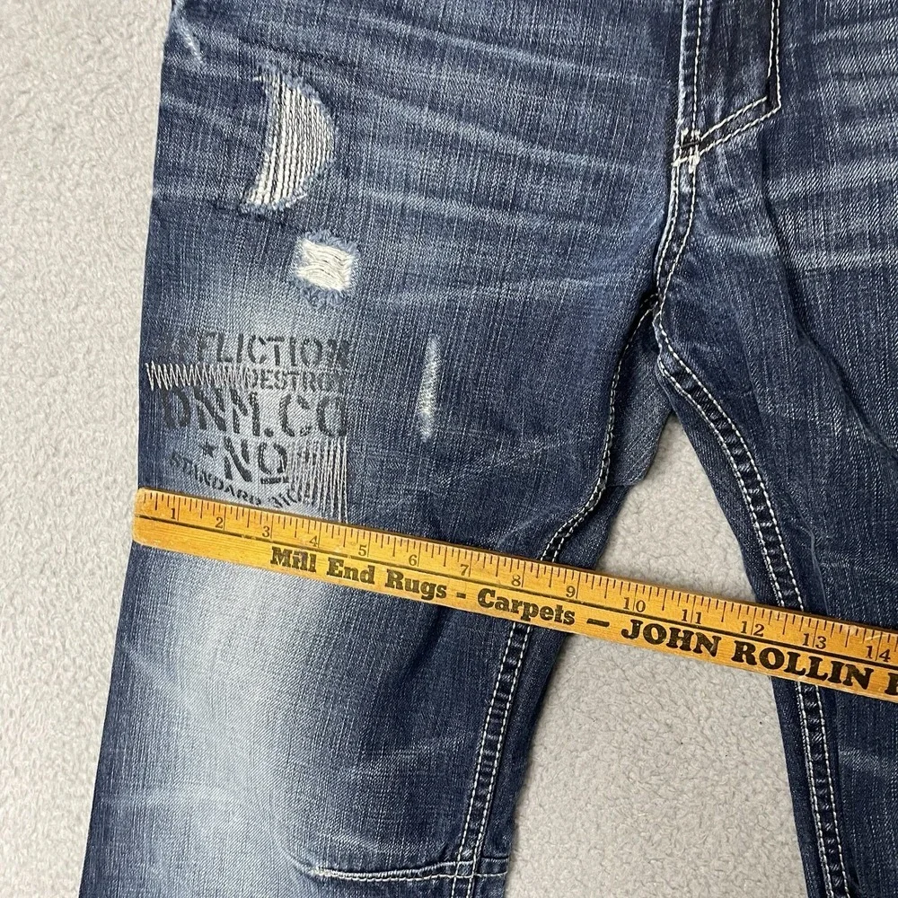 Affliction Cooper Relaxed Boot Jeans Mens 33x32 Blue Distressed Typhoon Wash